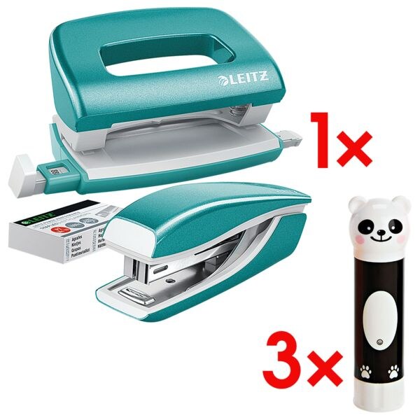 LEITZ Perforator-nietmachine kantoorset »NeXXt WOW Mini 5561« incl. 3x lijmstift »dier« LEITZ Perforator-nietmachine kantoorset »NeXXt WOW Mini 5561« incl. 3x lijmstift »dier«
