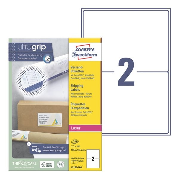 Pak met 200 verzendetiketten met ultragrip »L7168-100«