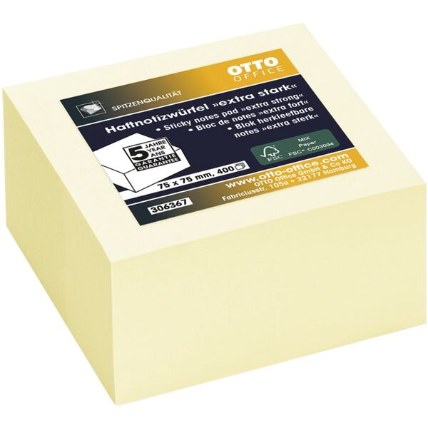 Blok herkleefbare notes »extra sterk« 75 x 75 mm, 400 blaadjes