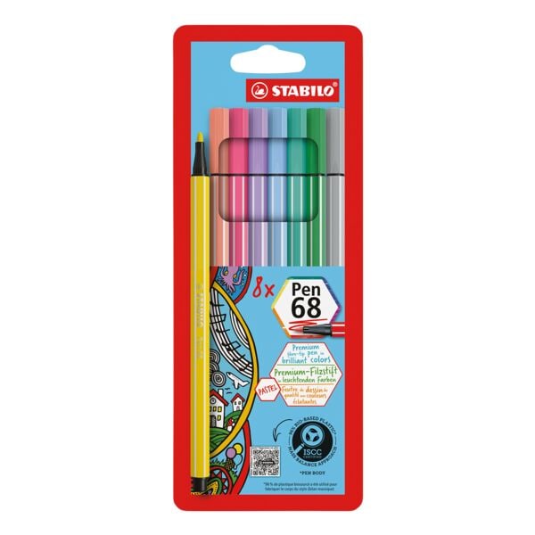 Pak met 8 viltschrijvers »Pen 68 Pastell«