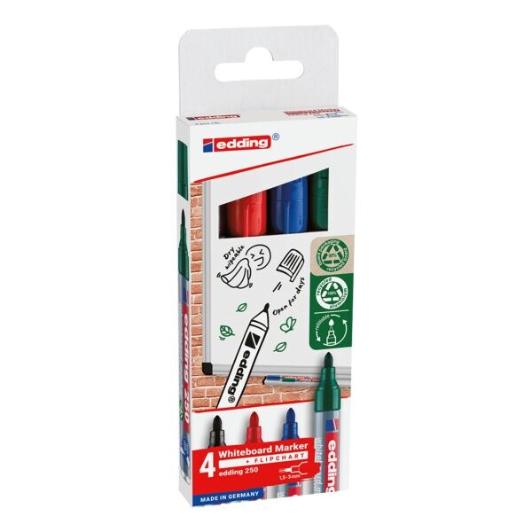 Pak met 4 whiteboardmarkers »250«