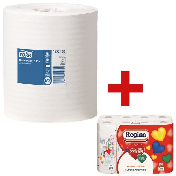 6 rollen papieren handdoekjes 1-laags (wit, niet geperforeerd, 20 cm x 300 m) in