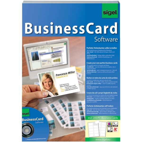 Ontwerpsoftware voor visitekaartjes »BusinessCard SW670«