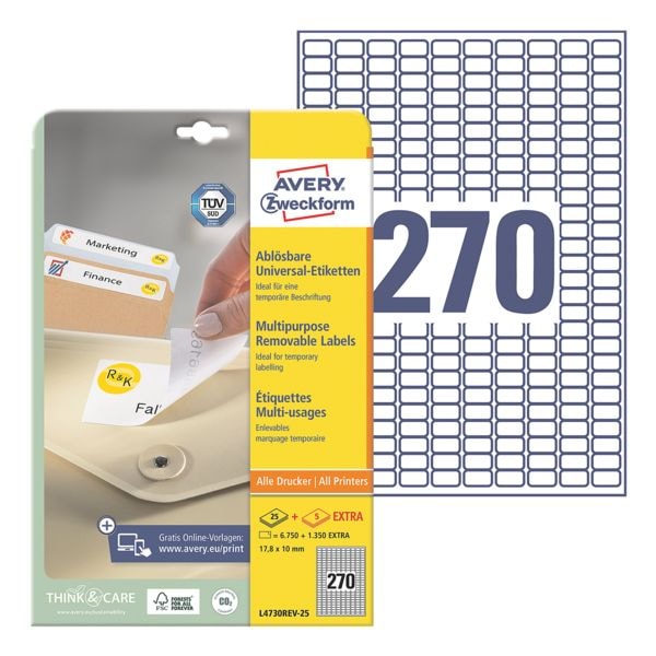 Pak van 8100 universele etiketten »L4730REV-25«