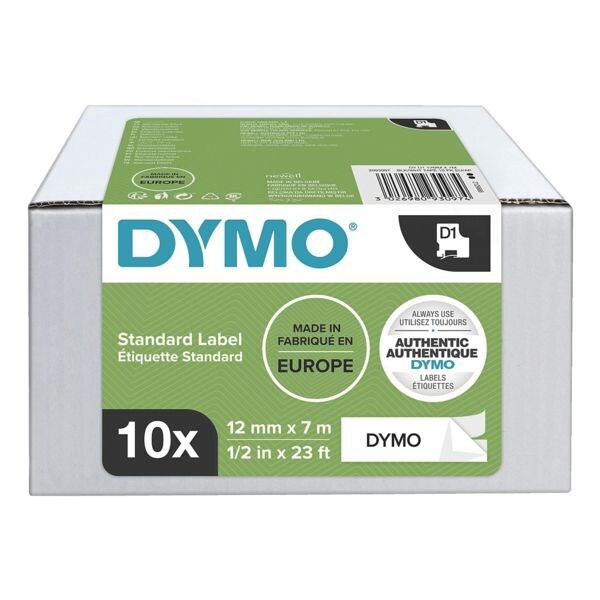 Pak met 10 D1-labeltapes 12 mm x 7 m wit »S0720530« voordeelpakket