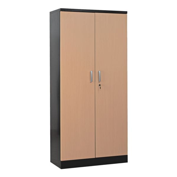 Stalen kast met vleugeldeuren in houtlook 92 x 195 cm body zwart