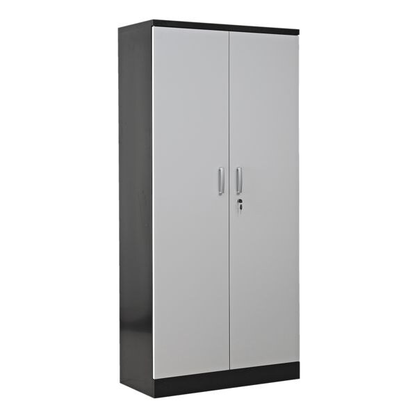 Stalen kast met vleugeldeuren in houtlook 92 x 195 cm body zwart