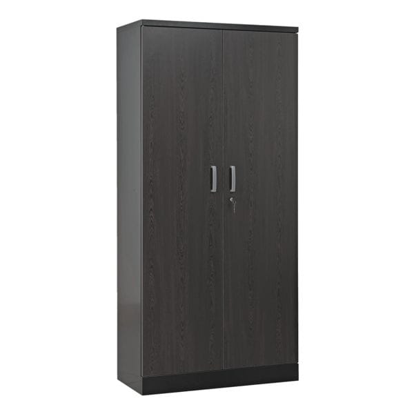 Stalen kast met vleugeldeuren in houtlook 92 x 195 cm body zwart