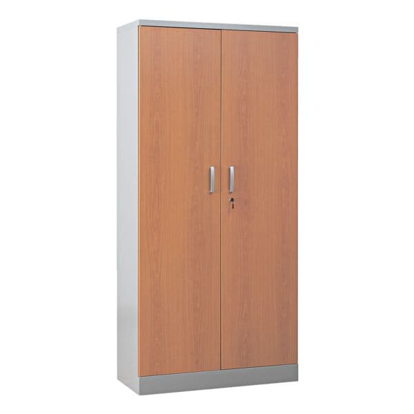 Stalen kast met vleugeldeuren in houtlook 92 x 195 cm body zilcer