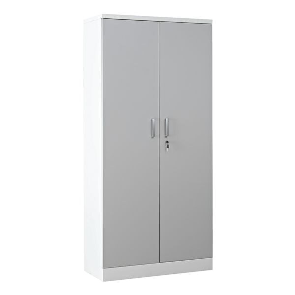 Stalen kast met vleugeldeuren in houtlook 92 x 195 cm body wit