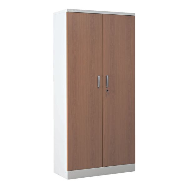 Stalen kast met vleugeldeuren in houtlook 92 x 195 cm body wit