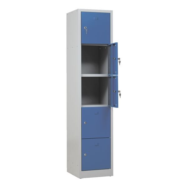 Kluisjeskast 1x 5 vakken met cilinderslot met zij-perforatie voor garderobe-inz