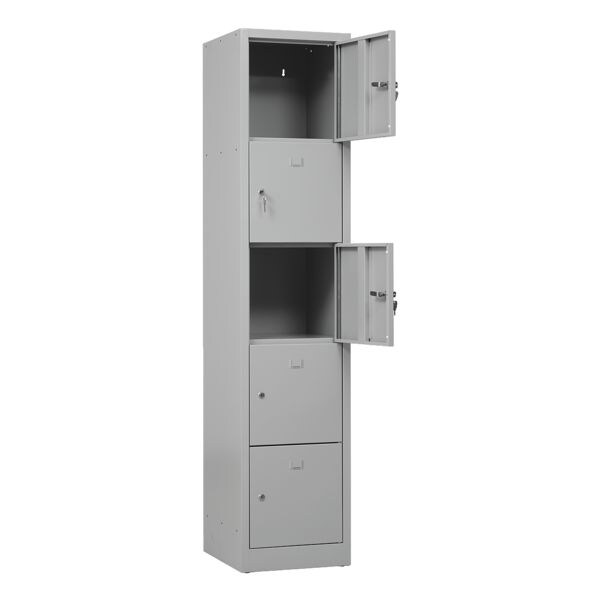 Kluisjeskast 1x 5 vakken met cilinderslot met zij-perforatie voor garderobe-inz
