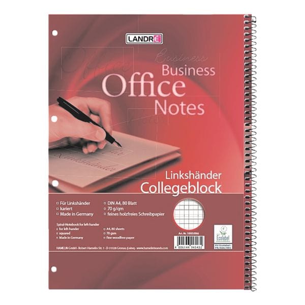 Collegeblok »Office« voor linkshandigen
