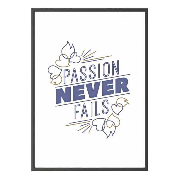 Foto voor aan de wand A3 »Passion never fails« kader zwart