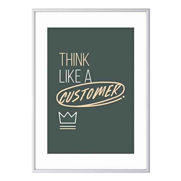 Foto voor aan de wand »Think like a customer« kader zilver