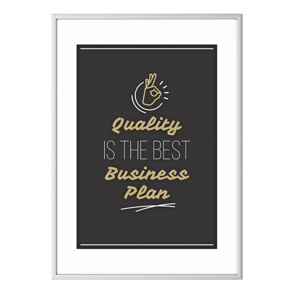 Foto voor aan de wand »Quality is the best business plan« kader zilver