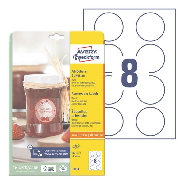Verwijderbare ronde etiketten Ø 65 mm »5081«