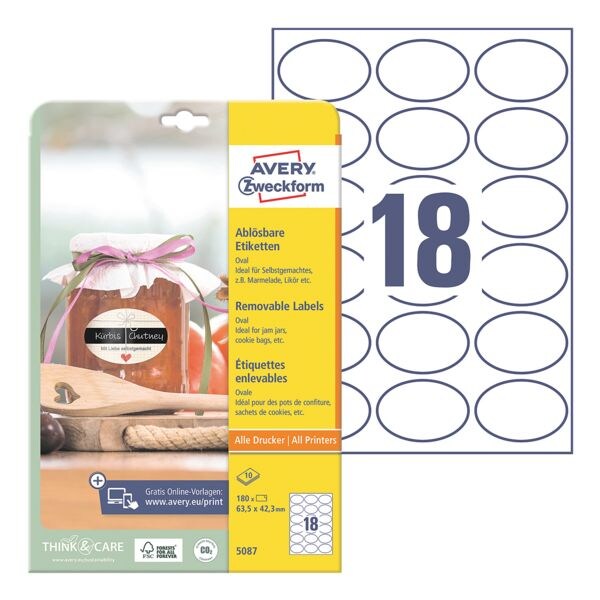 Pak met 180 verwijderbare etiketten »5087«