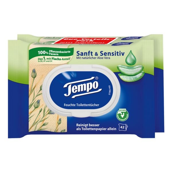 Dubbelpak vochtig toiletpapier »zacht & gevoelig«