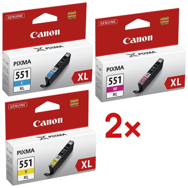 2 inktcartridges van elk type »CLI-551C XL / CLI-551M XL / CLI-551Y XL«