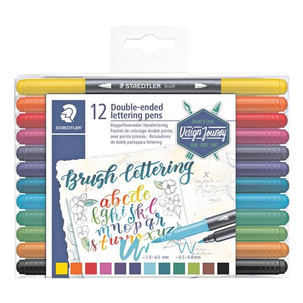 Pak met 12 dubbele viltstiften Design Journey »Handlettering 3004«