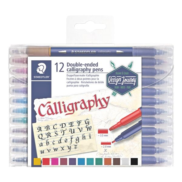 Pak met 12 dubbele viltstften Design Journey »Calligraphy 3005«