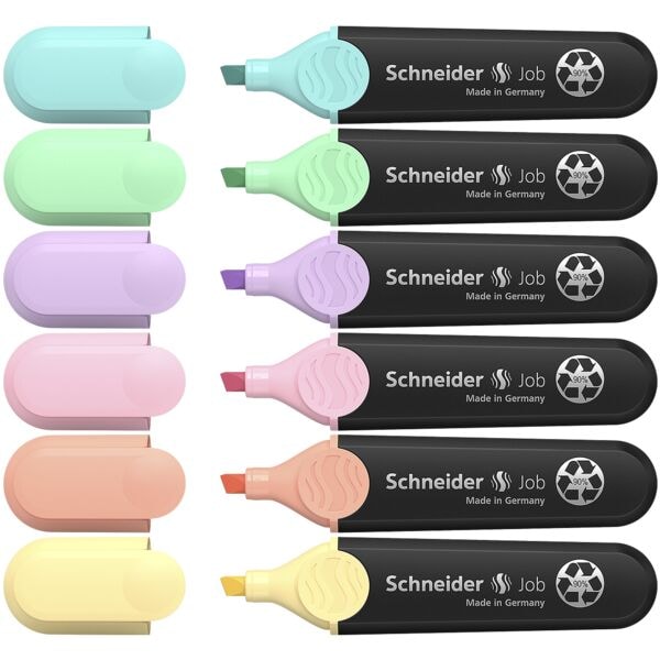 Etui met 6 markeerstiften »Job Pastell«
