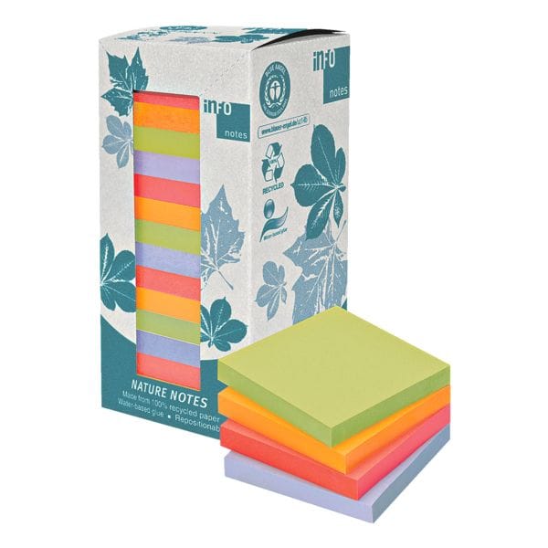 Herkleefbare notes »Tower Recycling Notes« 7,5 x 7,5 cm 4 kleuren