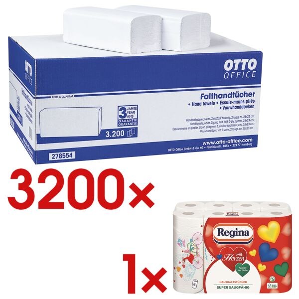 Papieren handdoekjes incl. keukenrollen pak van 8