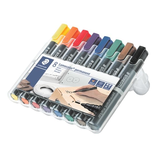Etui met 8 permanente markers »Lumocolor«