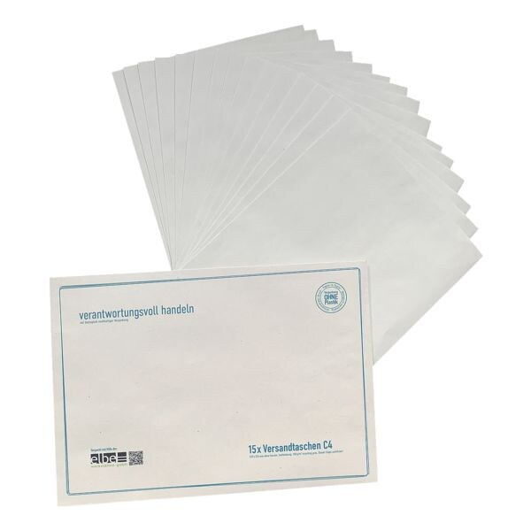 Pak van 15 gerecycleerde enveloppen »C4 - zonder venster« envelop in envelop