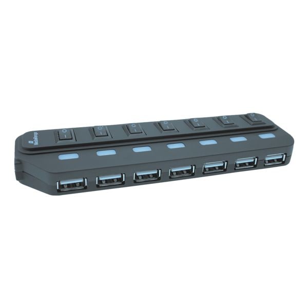USB-2.0 Hub 1:7 »MRCS504« met aparte schakelaars