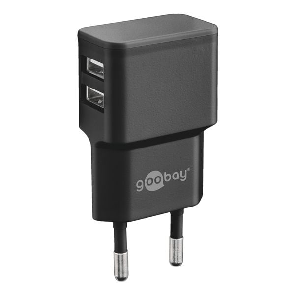 Dual USB-lader 2,4 A zwart