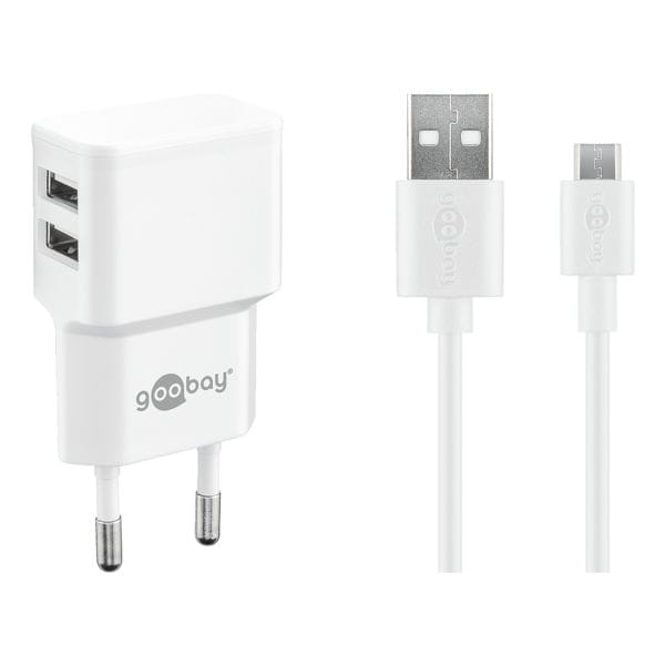 Micro-USB-Dual-oplaadset 2,4 A wit