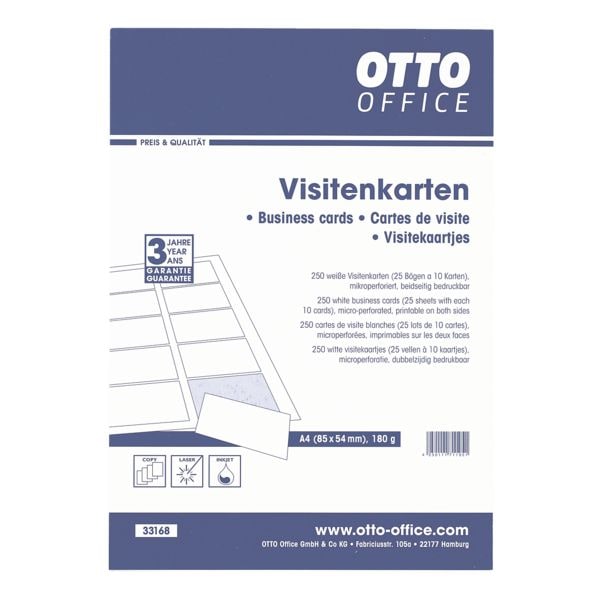 Pak met 250 visitekaartjes