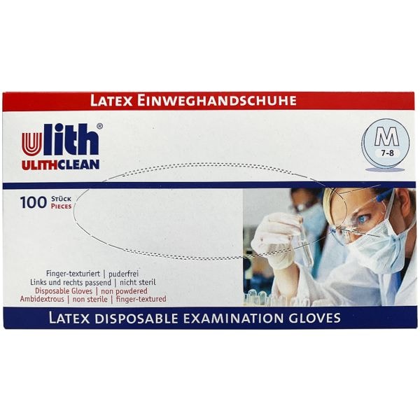 Wegwerphandschoenen latex poedervrij maat M