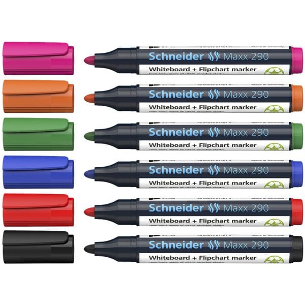 Etui met 6 whiteboard- en flipchartmarkers »Maxx 290«