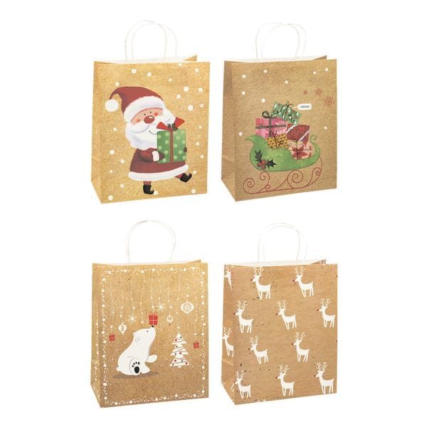Cadeautasjes »Kerstmis« groot, pak met 12