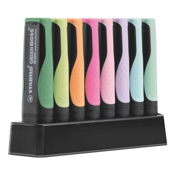 Bureauset met 8x markeerstift »Green BOSS&reg;« pastel