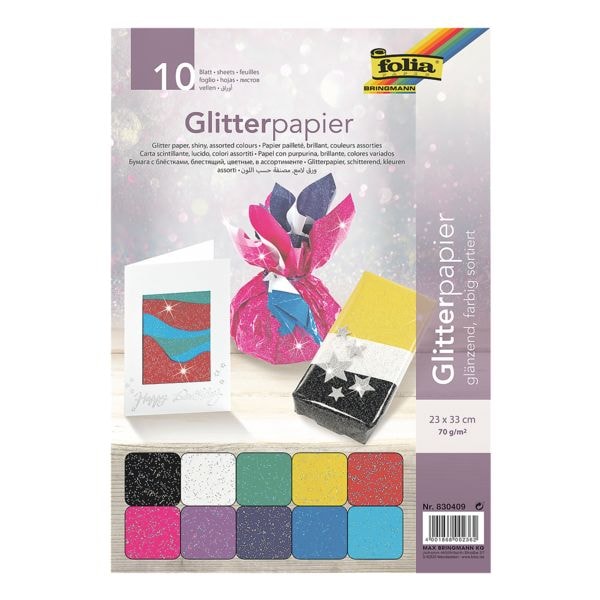 Glitterpapier »Glänzend« 70 g/m² 23 x 33 cm 10 bladen
