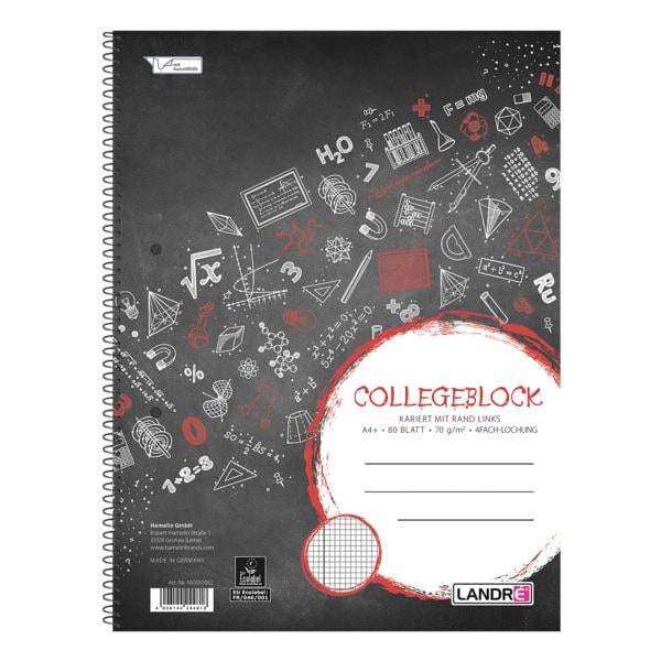 Collegeblok A4+ geruit