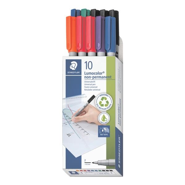 Pak met 10 universele stiften »Lumocolor non-permanent pen 316«