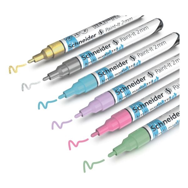 Etui met 6 acrylmarkers »Paint-It 2 mm« pastel