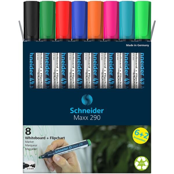 Pak met 8 whiteboard & flipchartmarkers »Maxx 290«