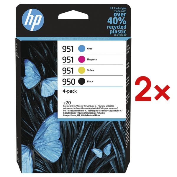 2 sets van 4 inktcartridges HP 950 - HP 951 multipack zwart, cyaan, magenta, gee