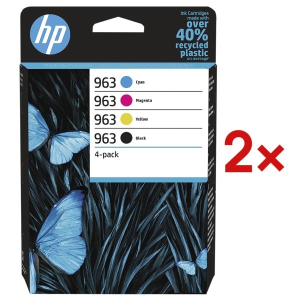 2x inktpatronen HP 963 multi-pak zwart, cyaan, magenta, geel - 6ZC70AE