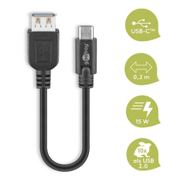 USB-C naar USB-A Adapter 0,2 m