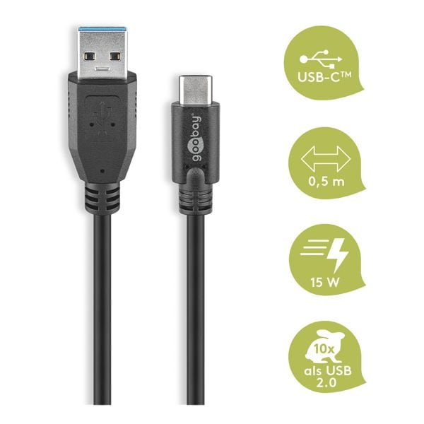 USB-C naar USB-A Adapter 0,5 m