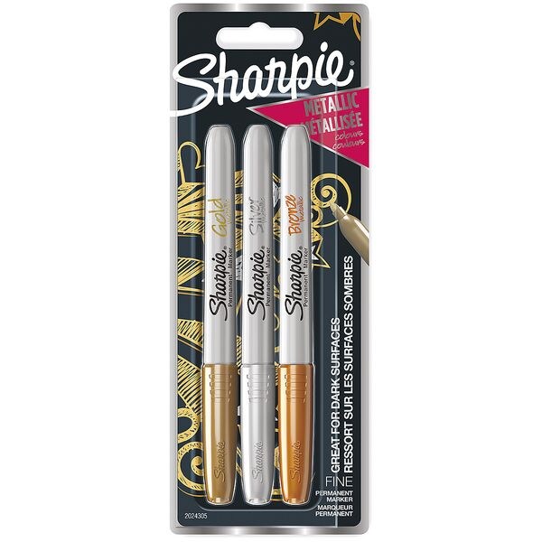 Pak met 3 permanent markers »Metallic« fijn
